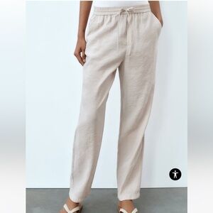 Zara Flowy mid-rise pull-on ankle pants side and back patch pockets size small